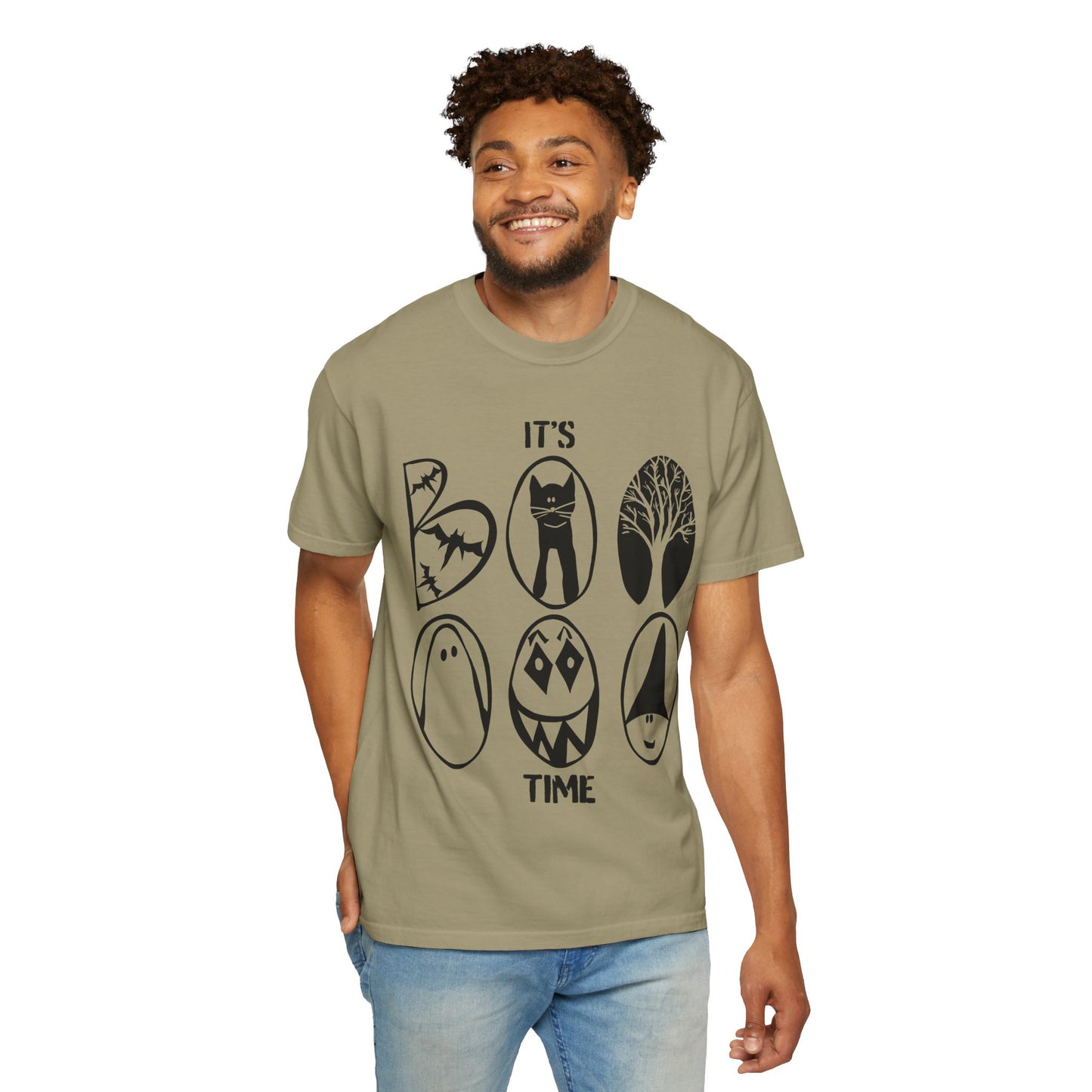 "IT'S BOO TIME" Halloween Themed T-shirt, Spooky Graphic Tee, Unisex T-shirt for Fall, Vintage Style Halloween Shirt, Perfect for Halloween Party