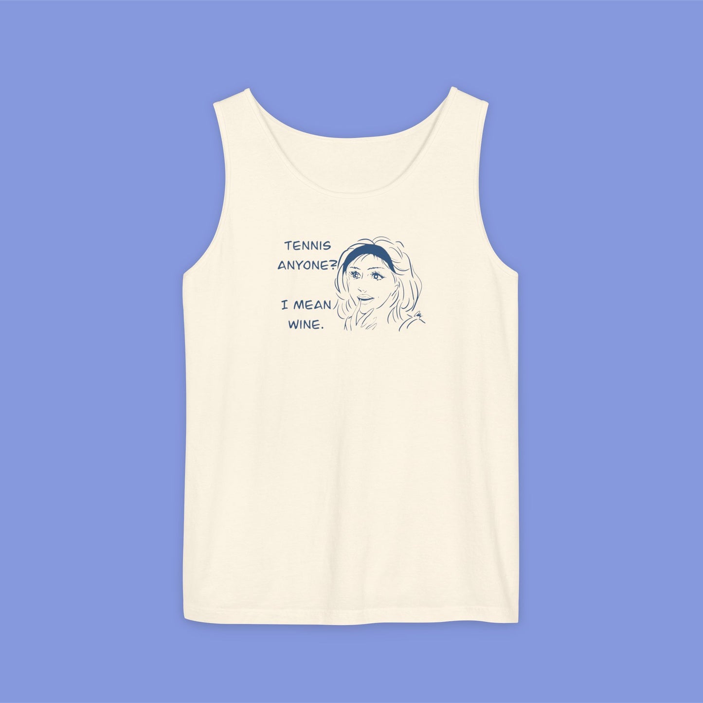 TENNIS ANYONE?  I MEAN WINE.: Tennis and Wine Tank Top - Cute Summer Tee for Wine Lovers, Sports Enthusiasts, Perfect for Gifts, BBQs, Parties