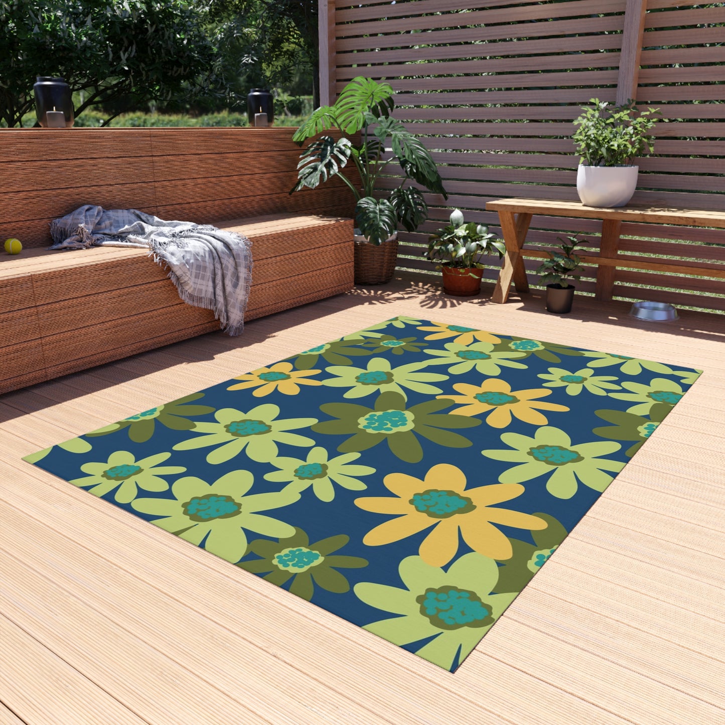 Outdoor Rug - Groovy Daisy Daisy Floral Pattern