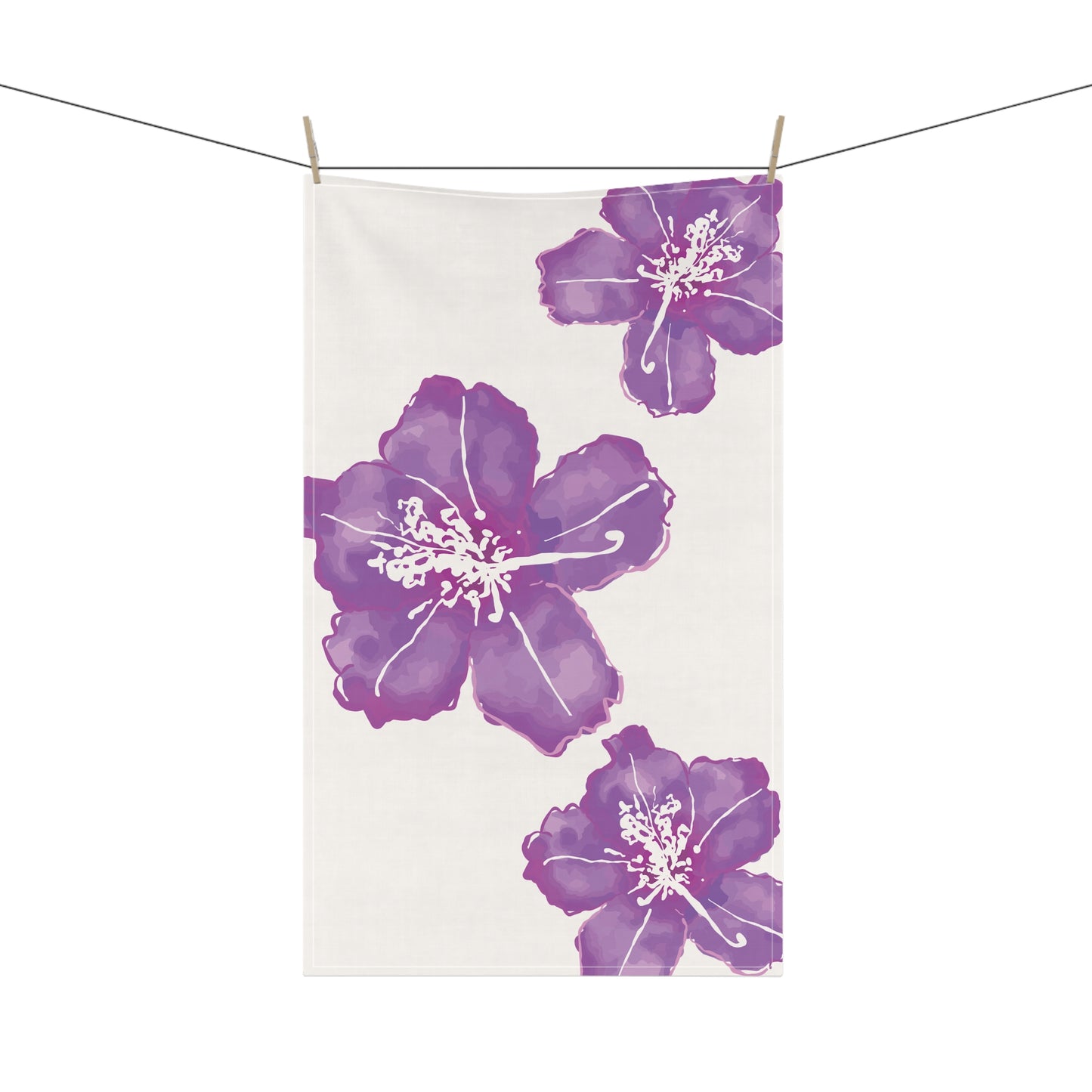 Elegant Purple Plum Azalea Floral Cotton Tea Towels, Kitchen Decor, Gift for Her, Home Cooking, Housewarming, Mother's Day
