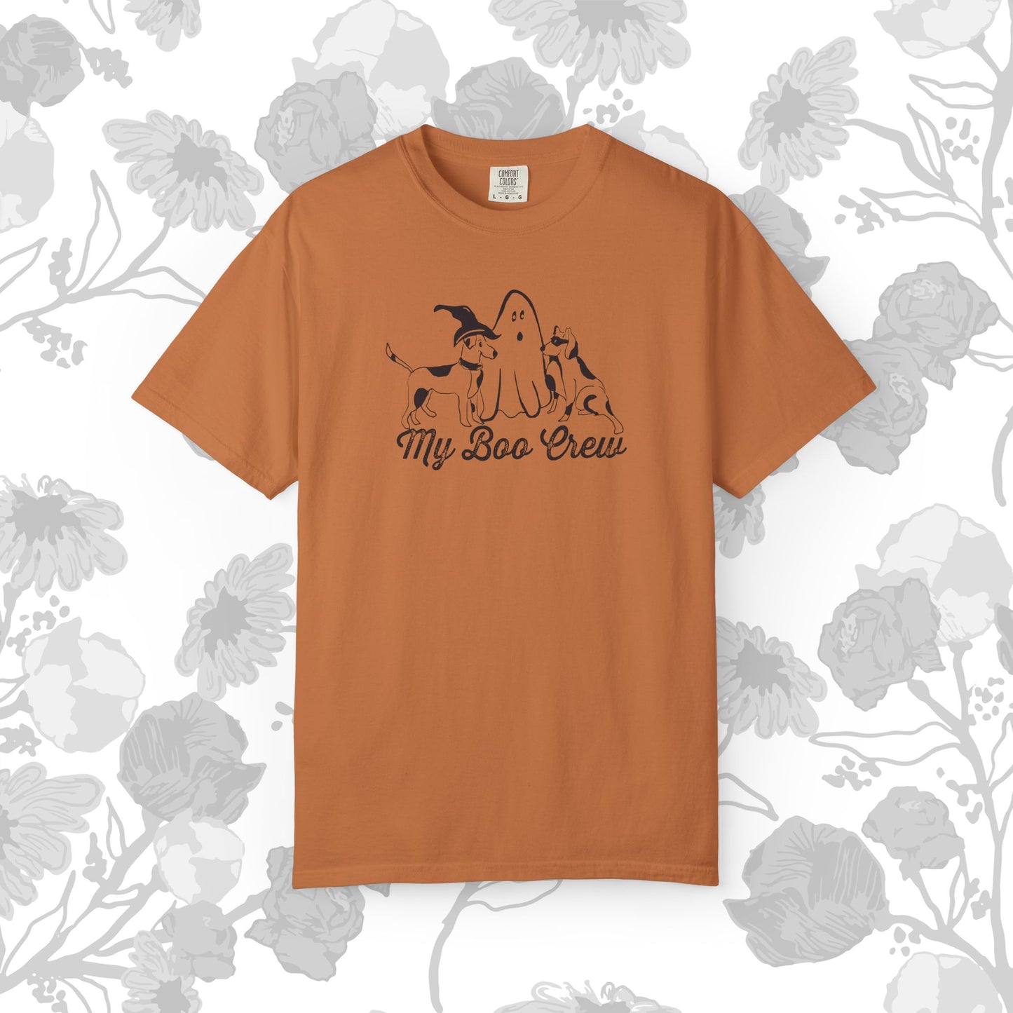 My Boo Crew Halloween T-Shirt, Cute Dog Ghost Tee, Unisex Garment-Dyed Shirt, Pet Lovers Gift, Autumn Apparel, Fun Halloween Outfit