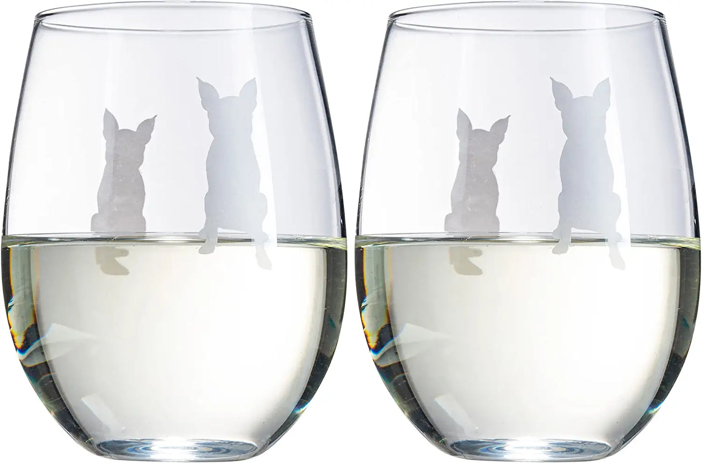 Set of 2 Boston Terrier Dog Stemless Wine Glasses - Boxwood, Boston Bull Terrier, American Gentleman Lover - for Him & Her - Dogs Silhouette - Etched Tumblers for Anniversary, Wedding, Gifts (18 OZ)-3