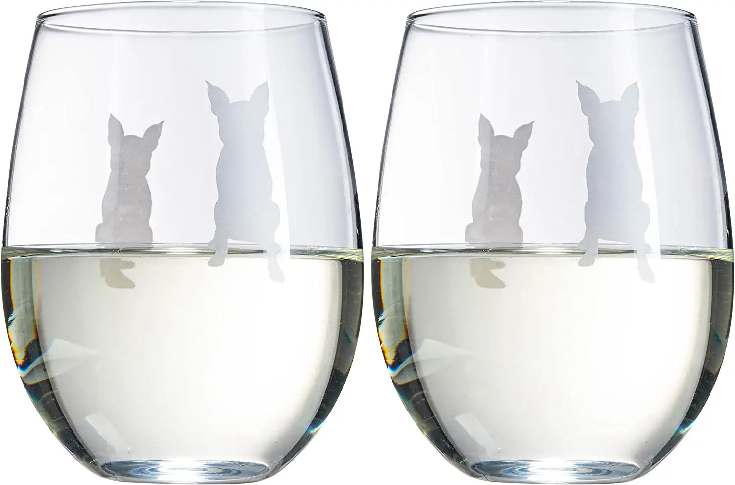 Set of 2 Boston Terrier Dog Stemless Wine Glasses - Boxwood, Boston Bull Terrier, American Gentleman Lover - for Him & Her - Dogs Silhouette - Etched Tumblers for Anniversary, Wedding, Gifts (18 OZ)-3