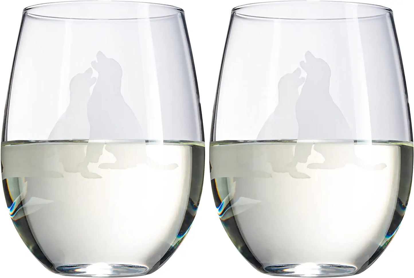 Set of 2 Labrador Dog Stemless Wine Glasses by The Wine Savant - Lab Retriever Puppy & Doggy Lover Him & Her - Dogs Silhouette - Glass Gifts Etched Tumblers for Anniversary, Wedding, Home Bar Gifts-3