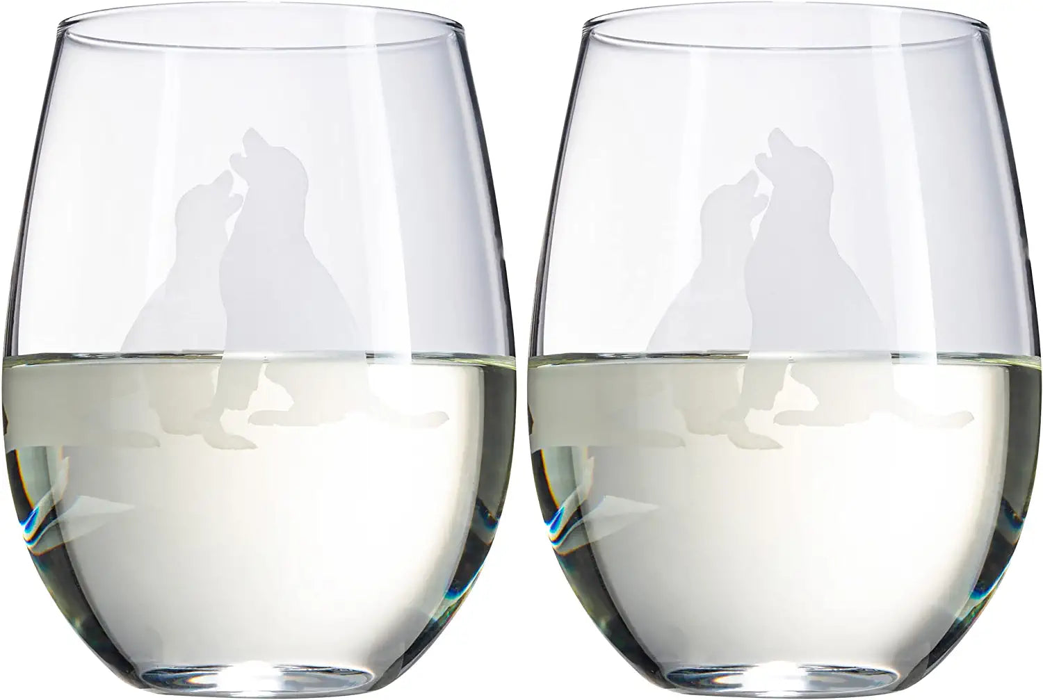 Set of 2 Labrador Dog Stemless Wine Glasses by The Wine Savant - Lab Retriever Puppy & Doggy Lover Him & Her - Dogs Silhouette - Glass Gifts Etched Tumblers for Anniversary, Wedding, Home Bar Gifts-3