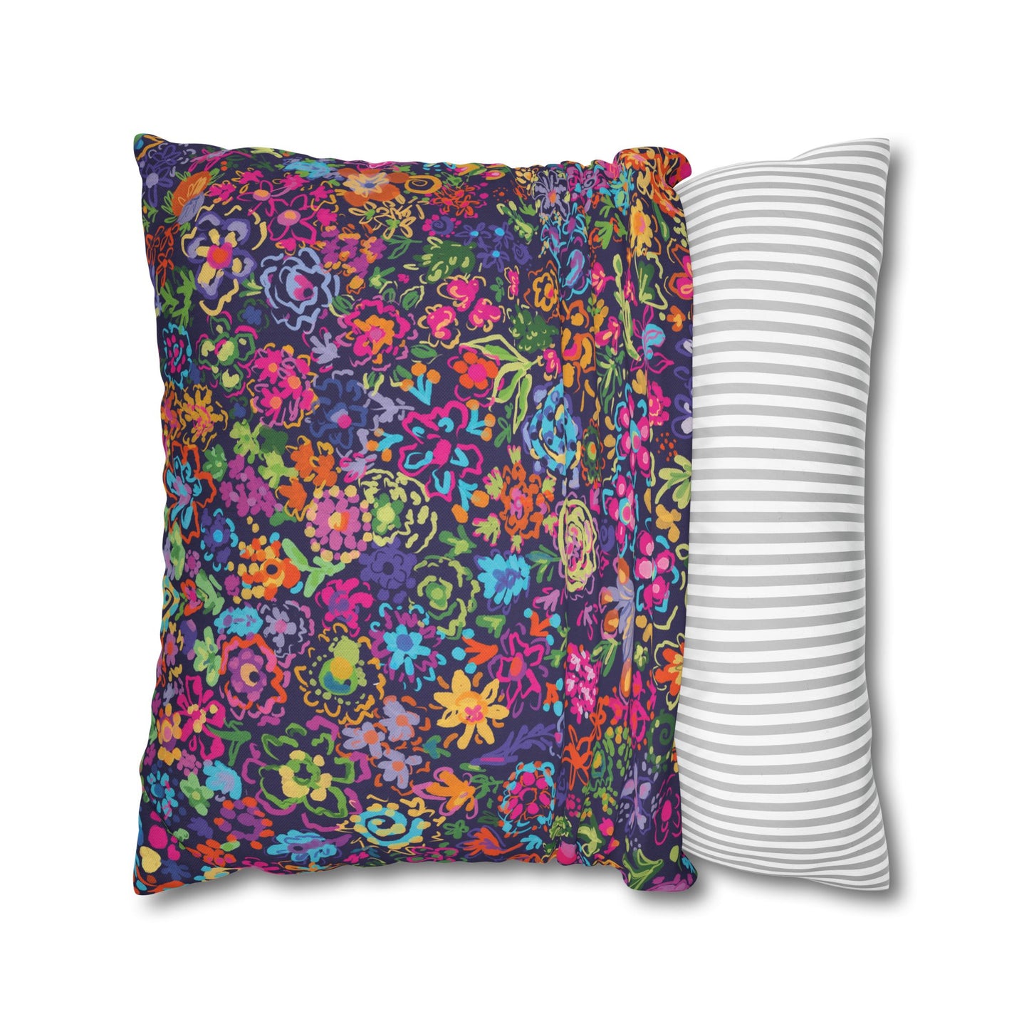 Colorful Wildflower Floral Throw Pillowcase Boho Design featuring artwork by Ally Hunt