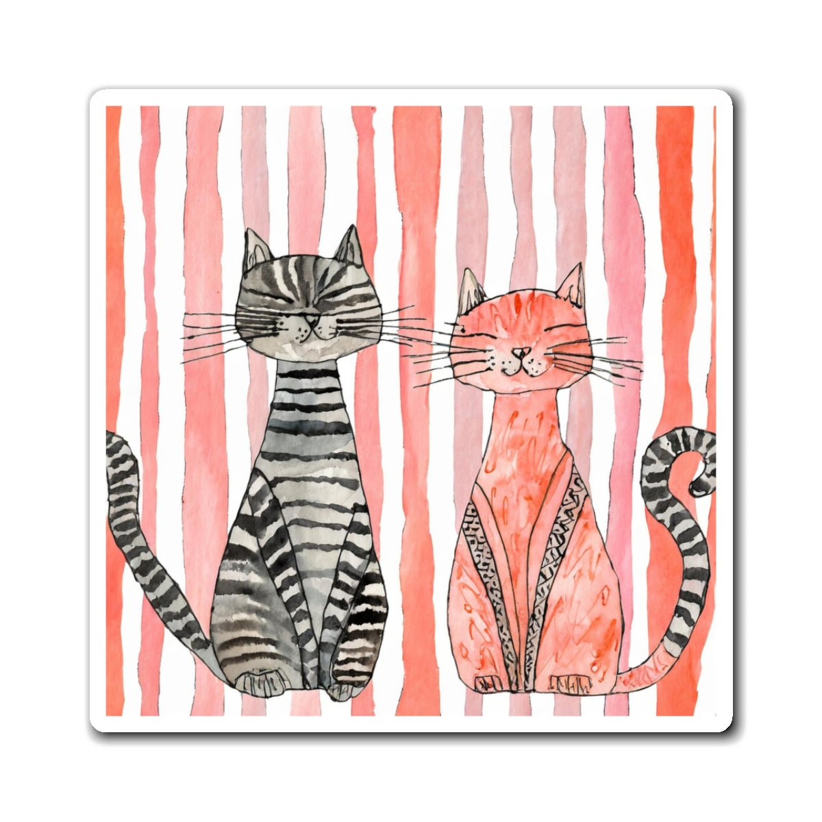 Whimsical Cat Magnets | Cute Kitchen Decor, Cat Lover Gifts, Animal Art, Refrigerator Magnet, Home Gift