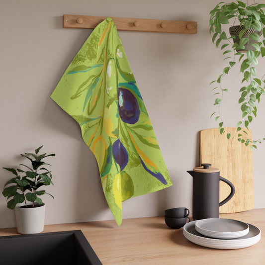 Vibrant Olive Print Tea Towels | Kitchen Decor, Gift for Foodies, Home Essentials, Summer & Housewarming Gift, Eco-Friendly Kitchen