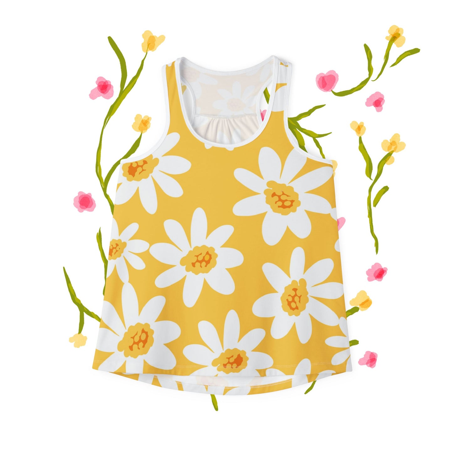 Tank Top - Retro Daisy Pattern by Ally Hunt