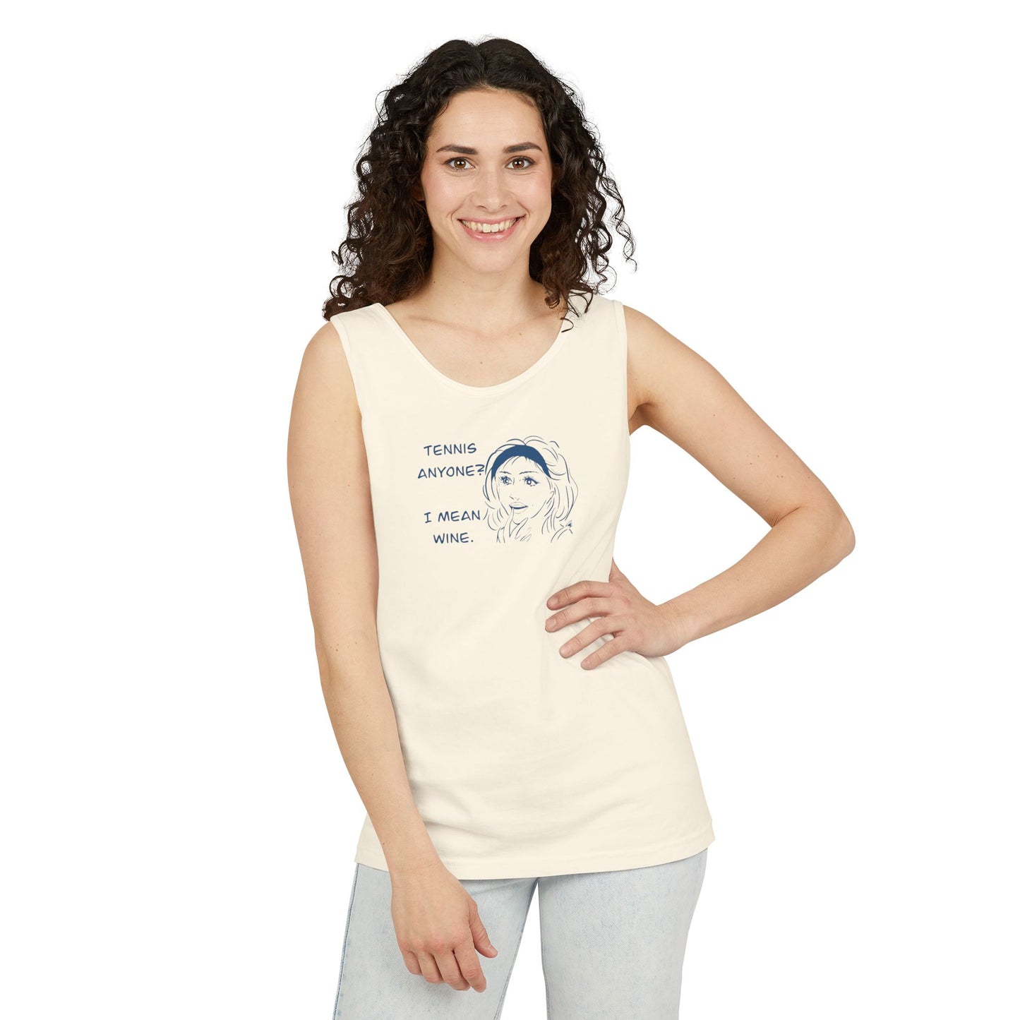 TENNIS ANYONE?  I MEAN WINE.: Tennis and Wine Tank Top - Cute Summer Tee for Wine Lovers, Sports Enthusiasts, Perfect for Gifts, BBQs, Parties
