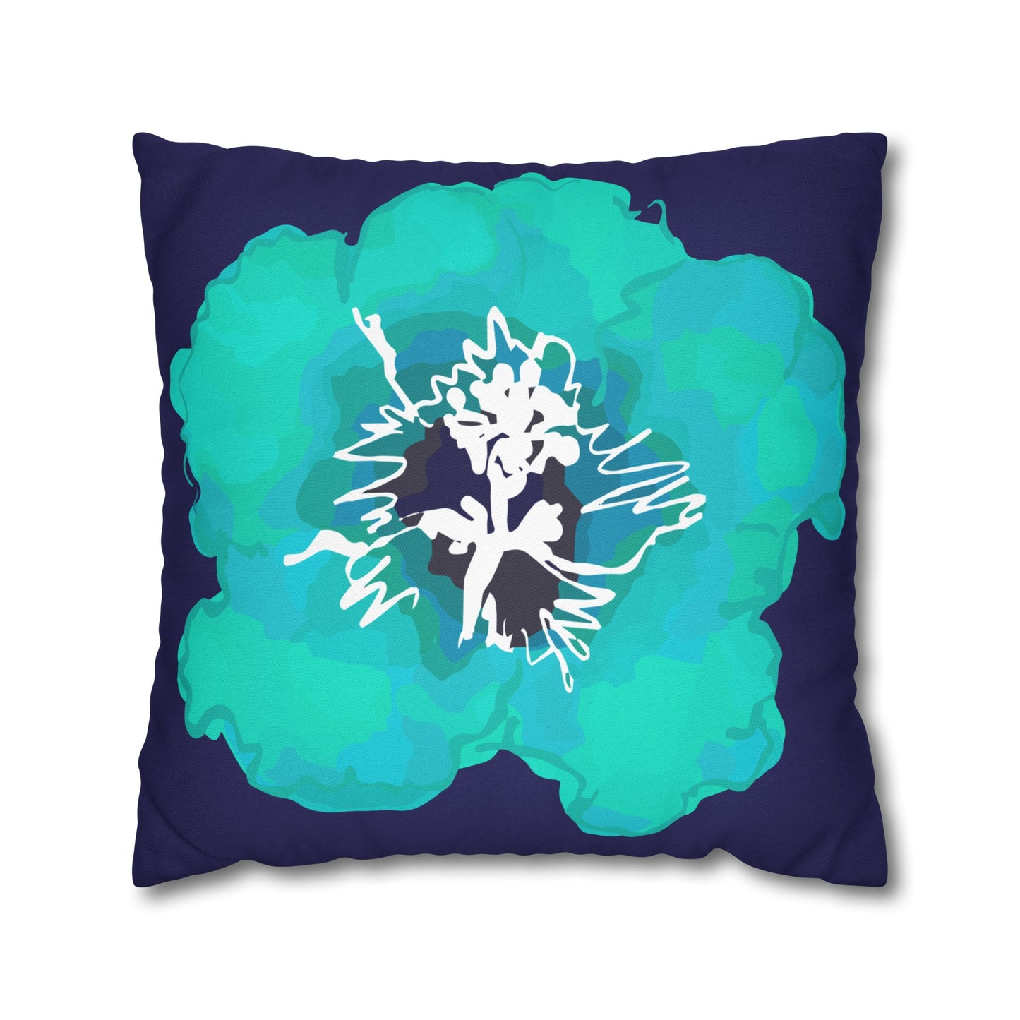 Deep Blue Azalea Floral Decorative Pillowcase, Art Decor, Home Accent, Living Room, Gift for Flower Lovers, Flower Design Cushion Cover