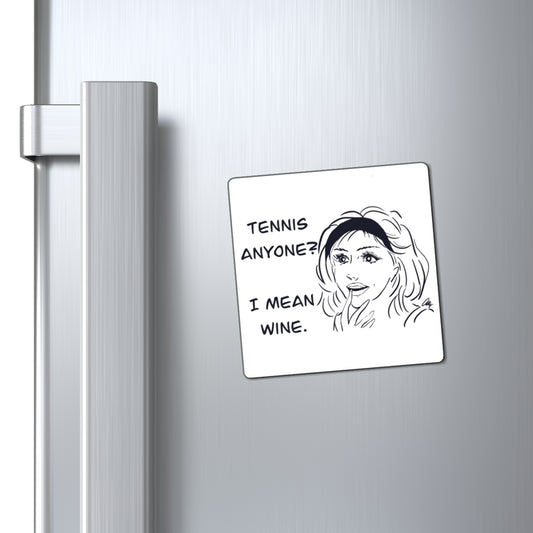 Wine-Themed Magnet for Tennis Lovers, Fun Fridge Magnet, Kitchen Decor, Gift for Wine Enthusiasts, Humorous Home Accessories