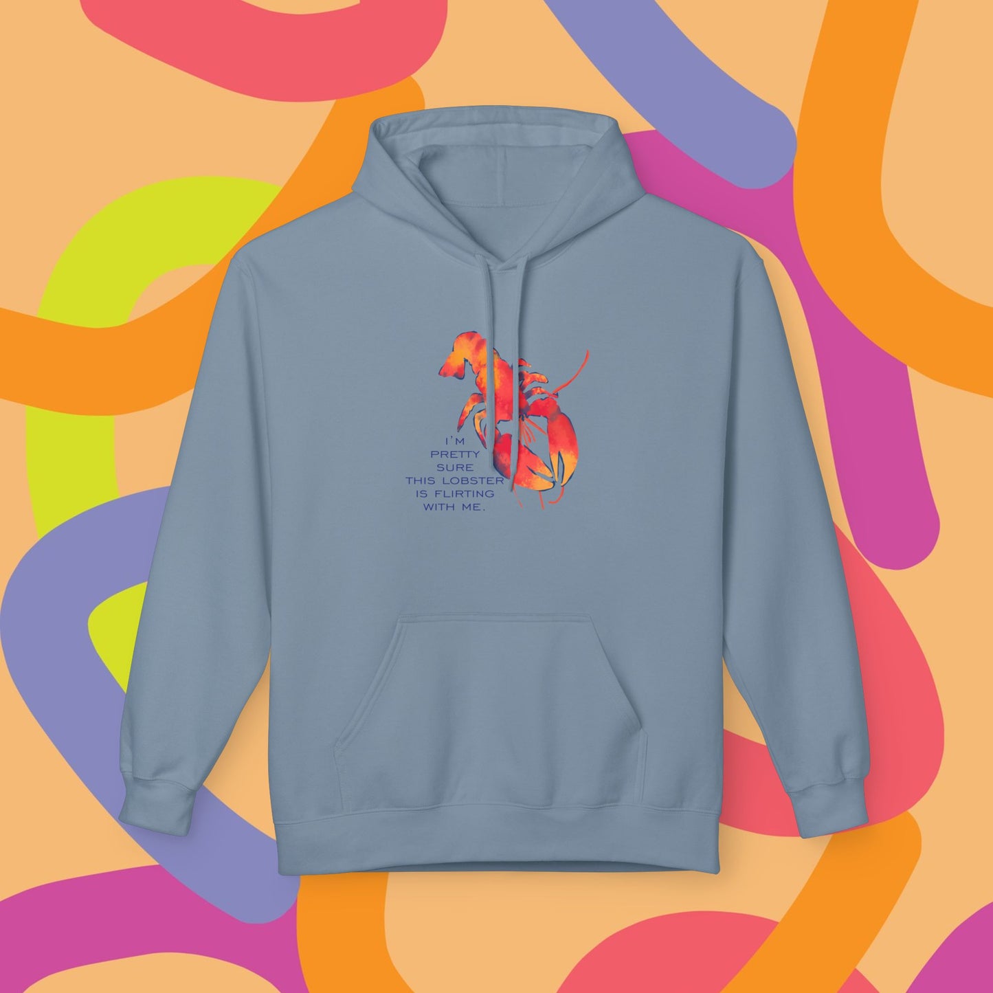 IS THIS LOBSTER FLIRTING WITH ME? Lobster Love Hoodie - Fun Unisex Lightweight Hooded Sweatshirt for Seafood Lovers, Casual Wear, Summer Vibes, Beach Outings, Gift Idea