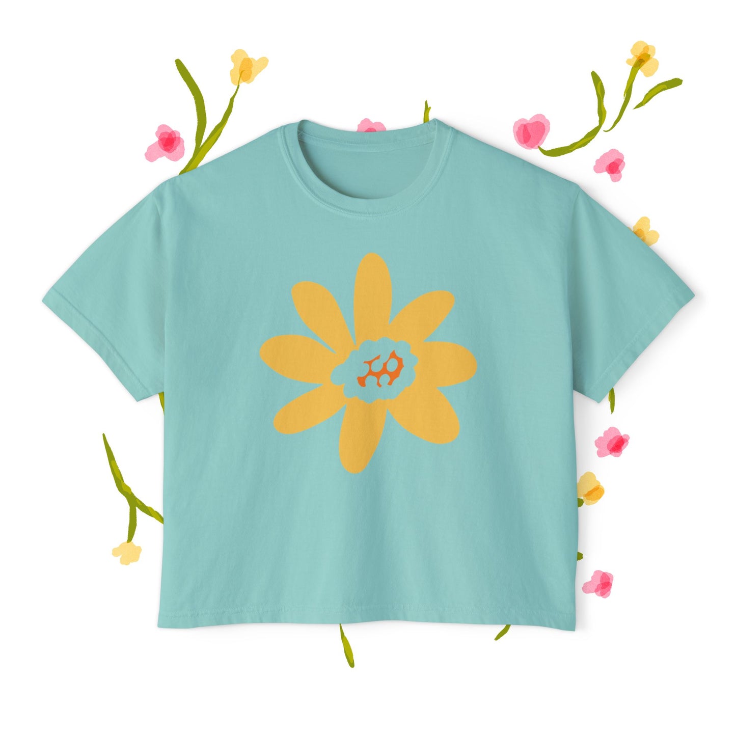 Sunny Floral Women's Boxy Tee - Casual Comfort for Every Occasion