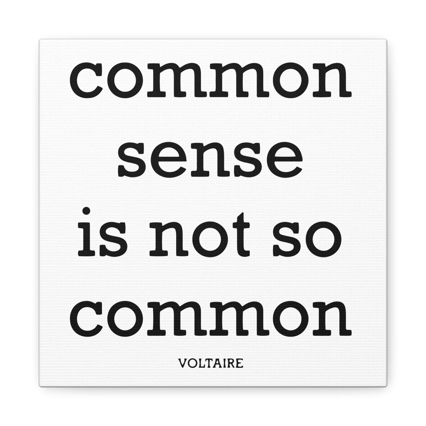 Common Sense Is Not So Common — Voltaire Quote Matte Canvas Wall Art