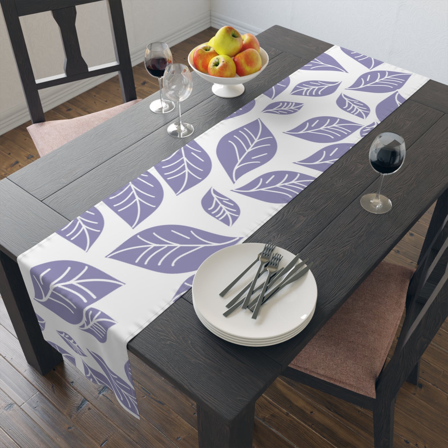 Elegant Lavender Leaf Table Runner | Cotton Poly Decor for Home, Dining, Events, Spring, Seasonal Celebrations, Wedding