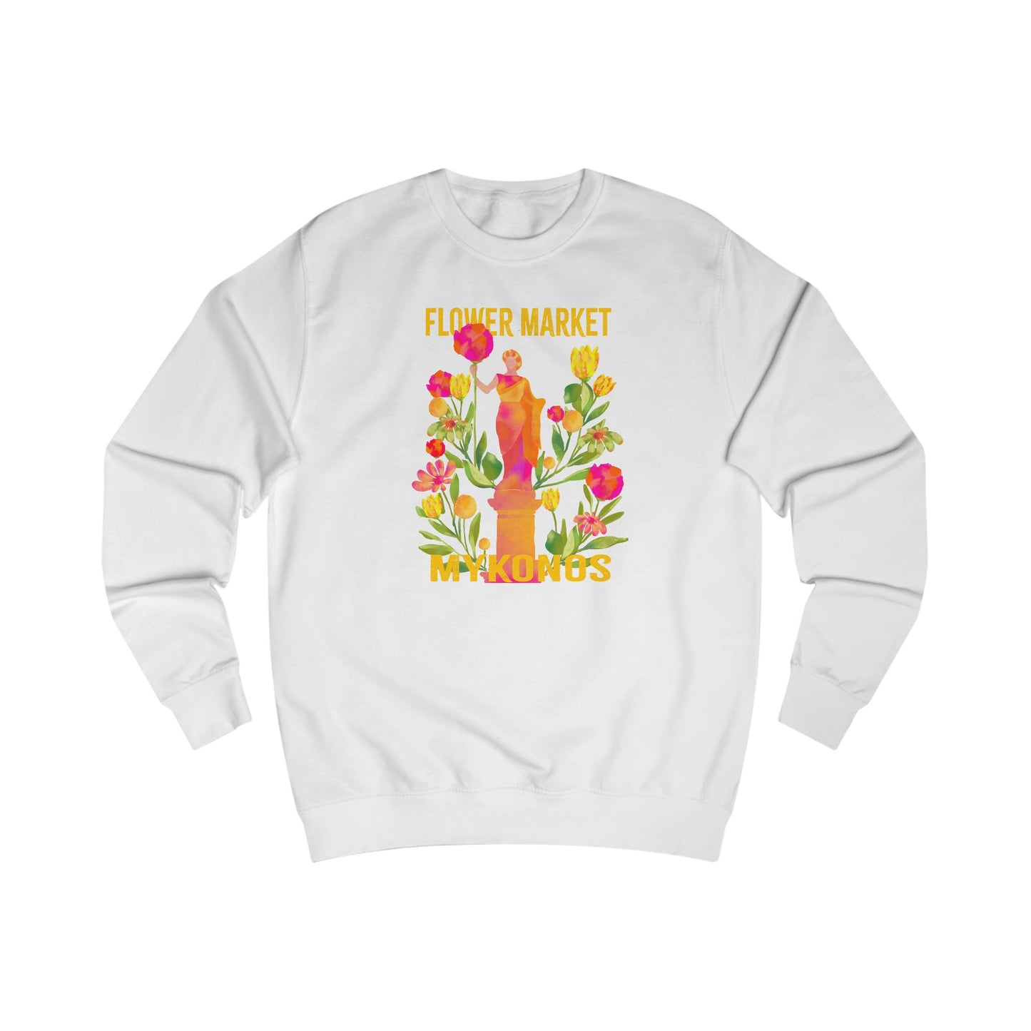 Mykonos Greece Floral Market Unisex Sweatshirt - Cozy Spring Fashion, Eco-Friendly Gift, Gardening Lover's Apparel, Everyday Comfort Wear, Floral [...]