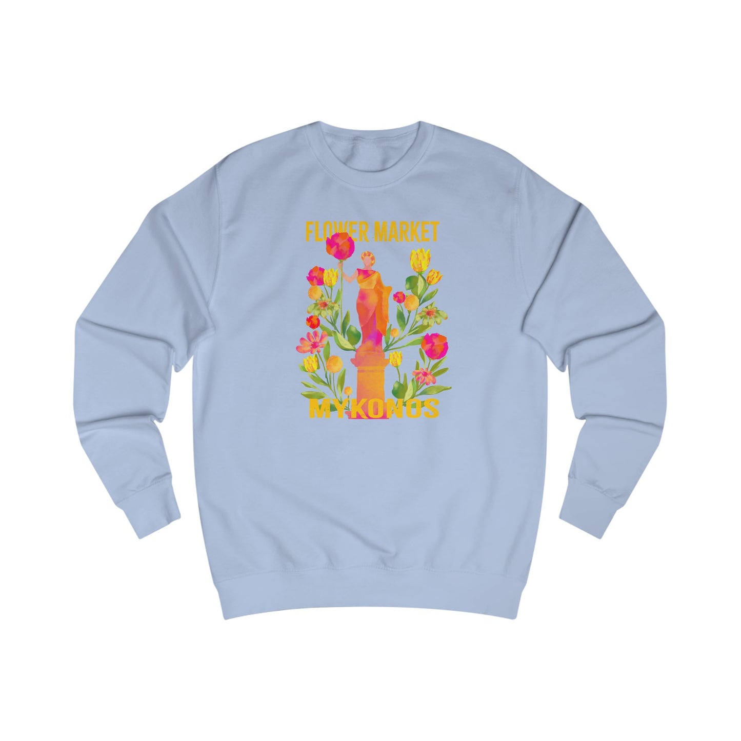Mykonos Greece Floral Market Unisex Sweatshirt - Cozy Spring Fashion, Eco-Friendly Gift, Gardening Lover's Apparel, Everyday Comfort Wear, Floral [...]