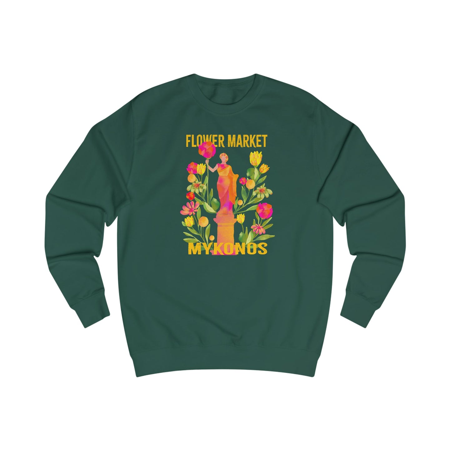Mykonos Greece Floral Market Unisex Sweatshirt - Cozy Spring Fashion, Eco-Friendly Gift, Gardening Lover's Apparel, Everyday Comfort Wear, Floral [...]