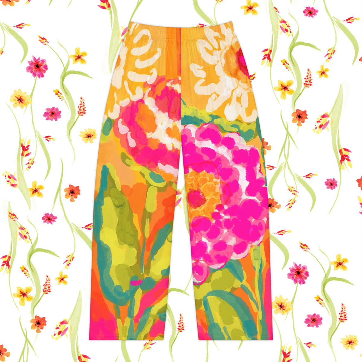 Floral Lounge Pajama Pants — Vibrant Watercolor Floral Print