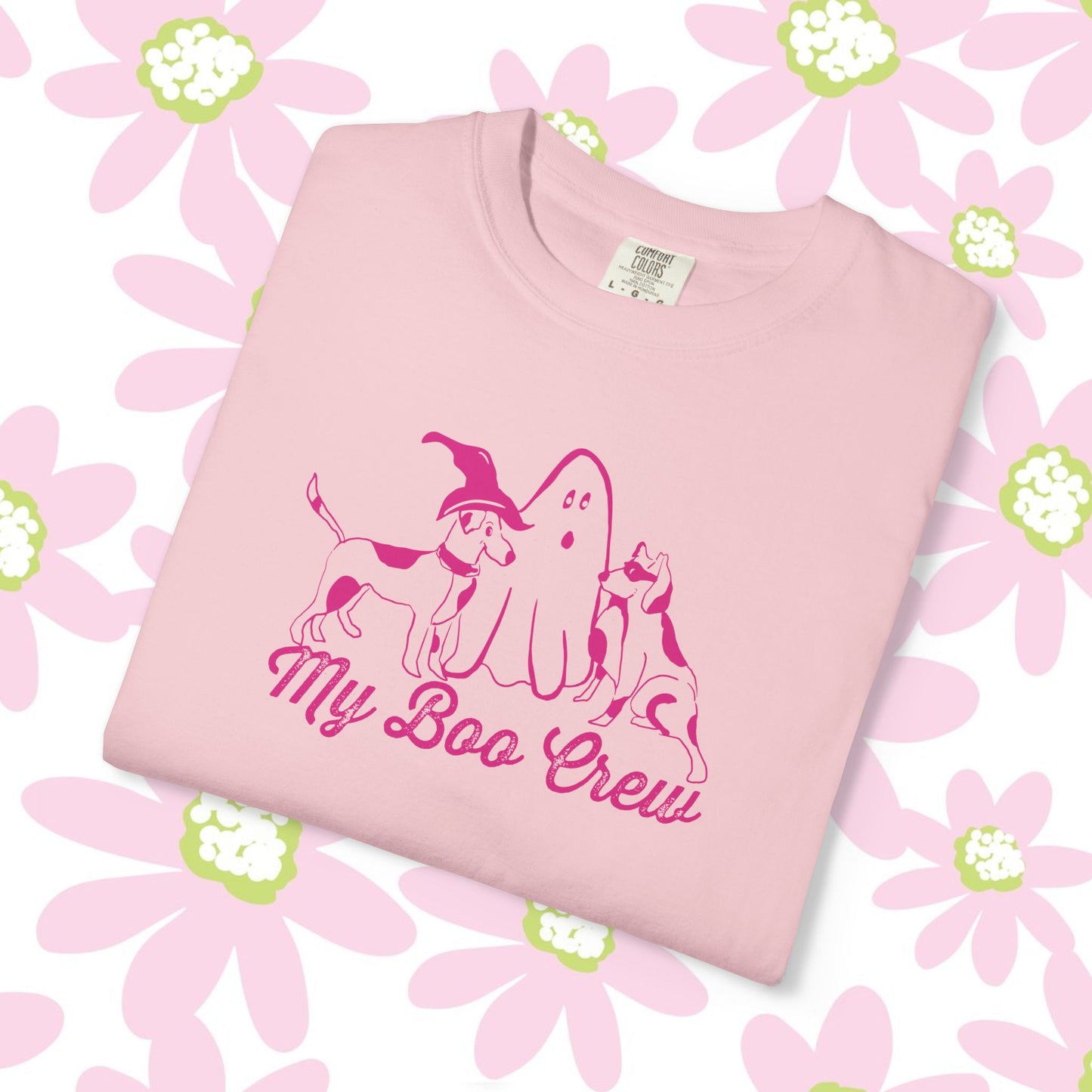 My Boo Crew Halloween T-Shirt, Cute Dog Ghost Tee, Unisex Garment-Dyed Shirt, Pet Lovers Gift, Autumn Apparel, Fun Halloween Outfit