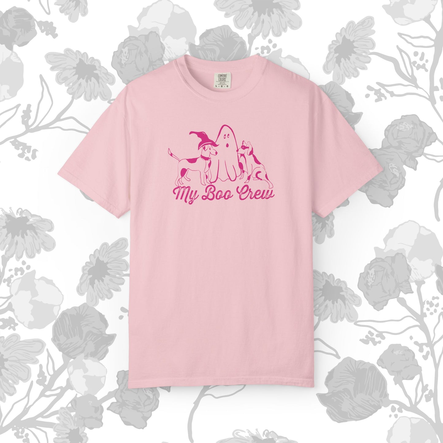 My Boo Crew Halloween T-Shirt, Cute Dog Ghost Tee, Unisex Garment-Dyed Shirt, Pet Lovers Gift, Autumn Apparel, Fun Halloween Outfit