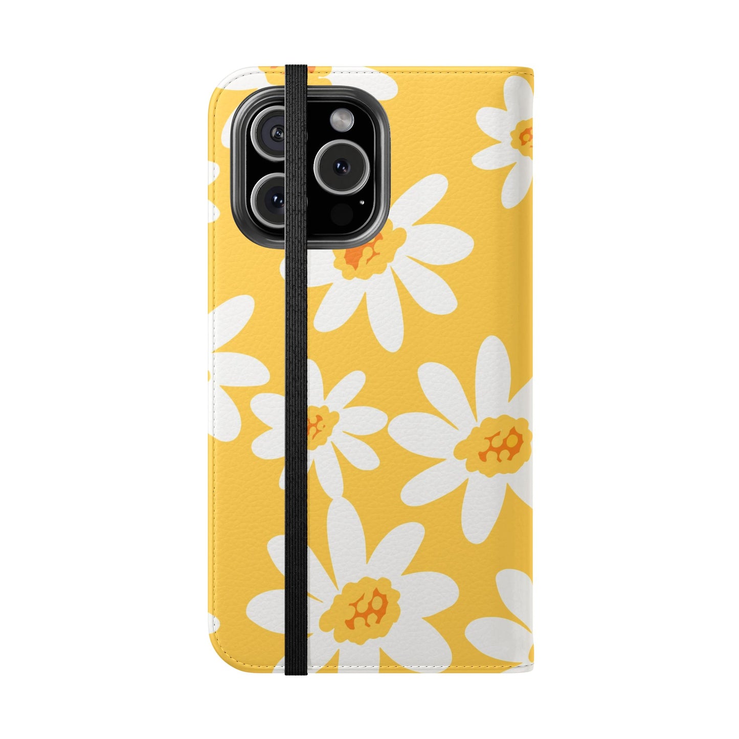 Cheerful Floral Flip Case for Phone, Yellow Daisy Wallet, Spring Gift, Cute Phone Cover, Mother's Day, Floral Design, Eco-Friendly