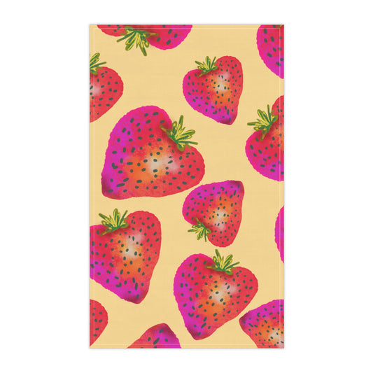 Colorful Strawberry Design Tea Towels, Fun Kitchen Decor, Perfect for Gifts, Summer Entertaining, Vibrant Home Accessories, Baking