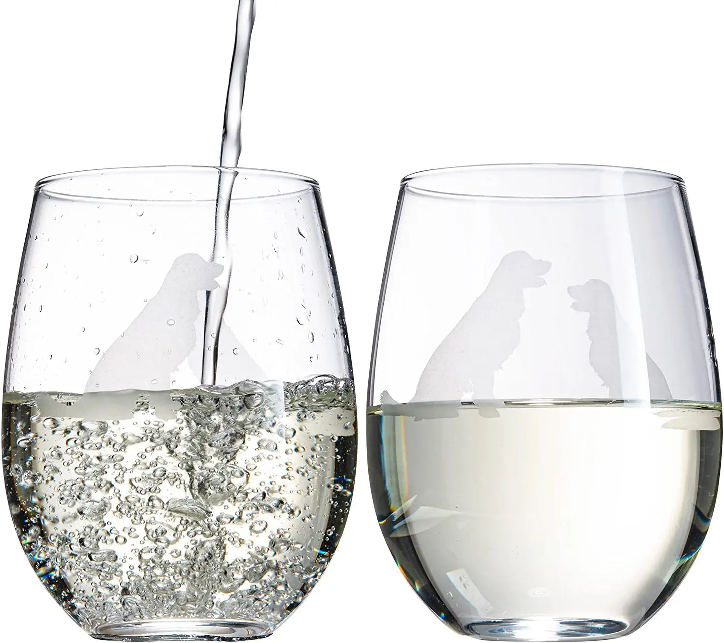 Set of 2 Golden Retriever Dog Stemless Wine Glasses by The Wine Savant - Yellow or Golden Retriever Lover Him & Her - Dogs Silhouette - Glass Gifts Etched Tumblers for Anniversary, Home Bar Gifts-4
