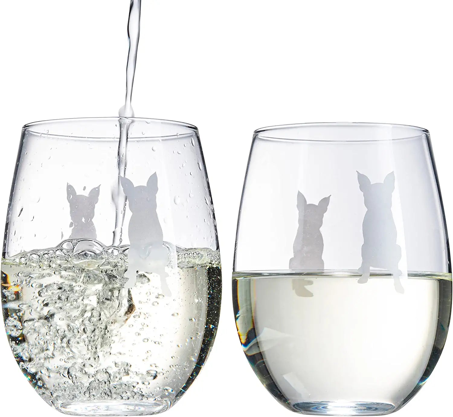 Set of 2 Boston Terrier Dog Stemless Wine Glasses - Boxwood, Boston Bull Terrier, American Gentleman Lover - for Him & Her - Dogs Silhouette - Etched Tumblers for Anniversary, Wedding, Gifts (18 OZ)-4