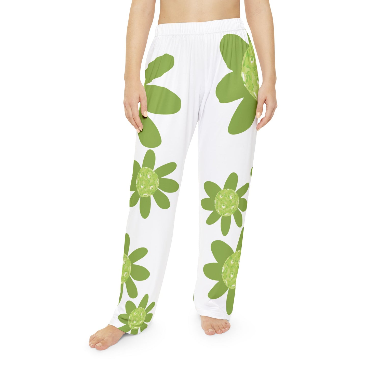 Pickleball Daisy Print Women's Pajama Pants, Cozy Lounge Pants, Sleepwear, Gift for Her, Relaxation Essentials