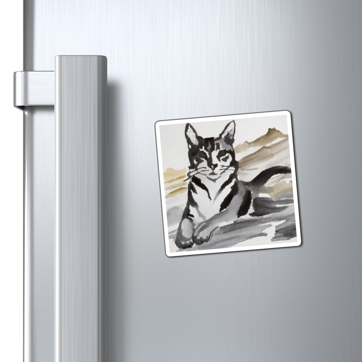 Cat Art Magnet, Cute Cat Refrigerator Magnet, Cat Lover Gift, Home Decor, Pet Memorial Magnet, Animal Art Stickers