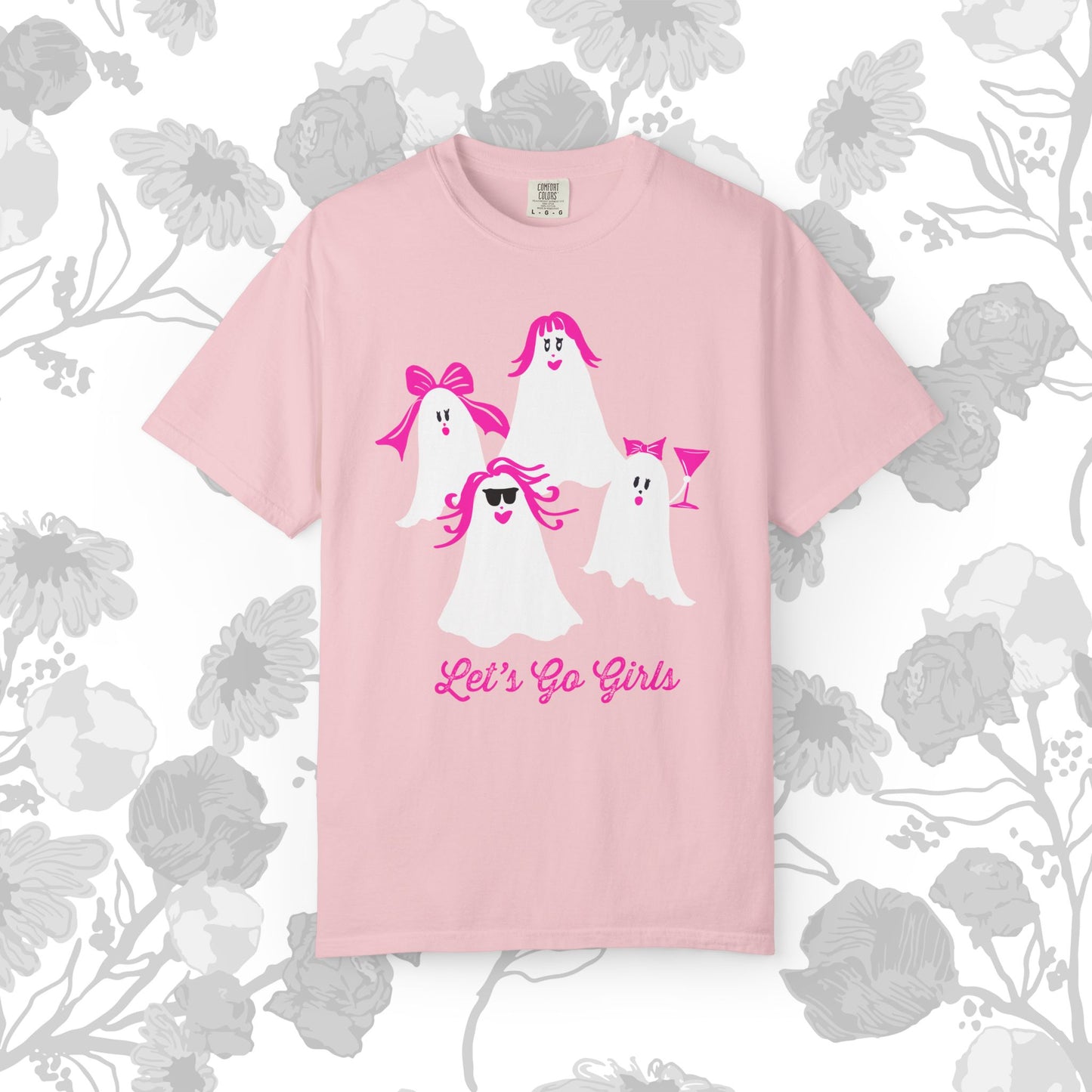 "Let's Good Girls"  Spooky Chic T-Shirt, Halloween Fashion, Pink Ghost-Inspired Tee, Cute Casual Wear, Unisex Graphic Shirt, Trendy Fall Style