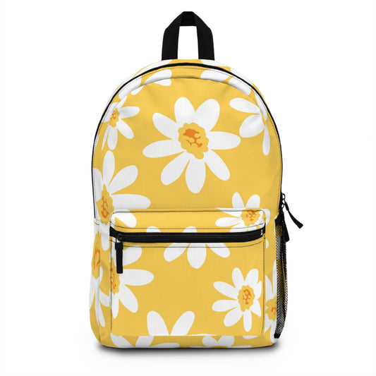Sunny Daisy Backpack, Floral School Bag, Yellow Backpack for Girls, Summer Travel Bag, Gift for Hikers, Eco-Friendly Tote