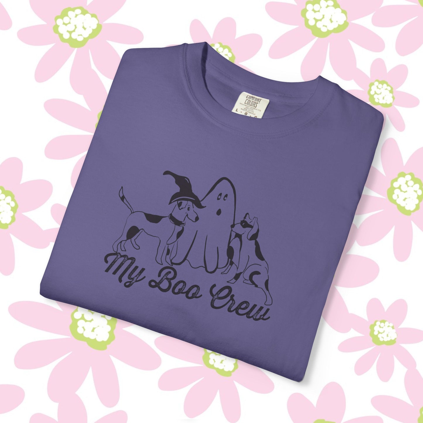My Boo Crew Halloween T-Shirt, Cute Dog Ghost Tee, Unisex Garment-Dyed Shirt, Pet Lovers Gift, Autumn Apparel, Fun Halloween Outfit
