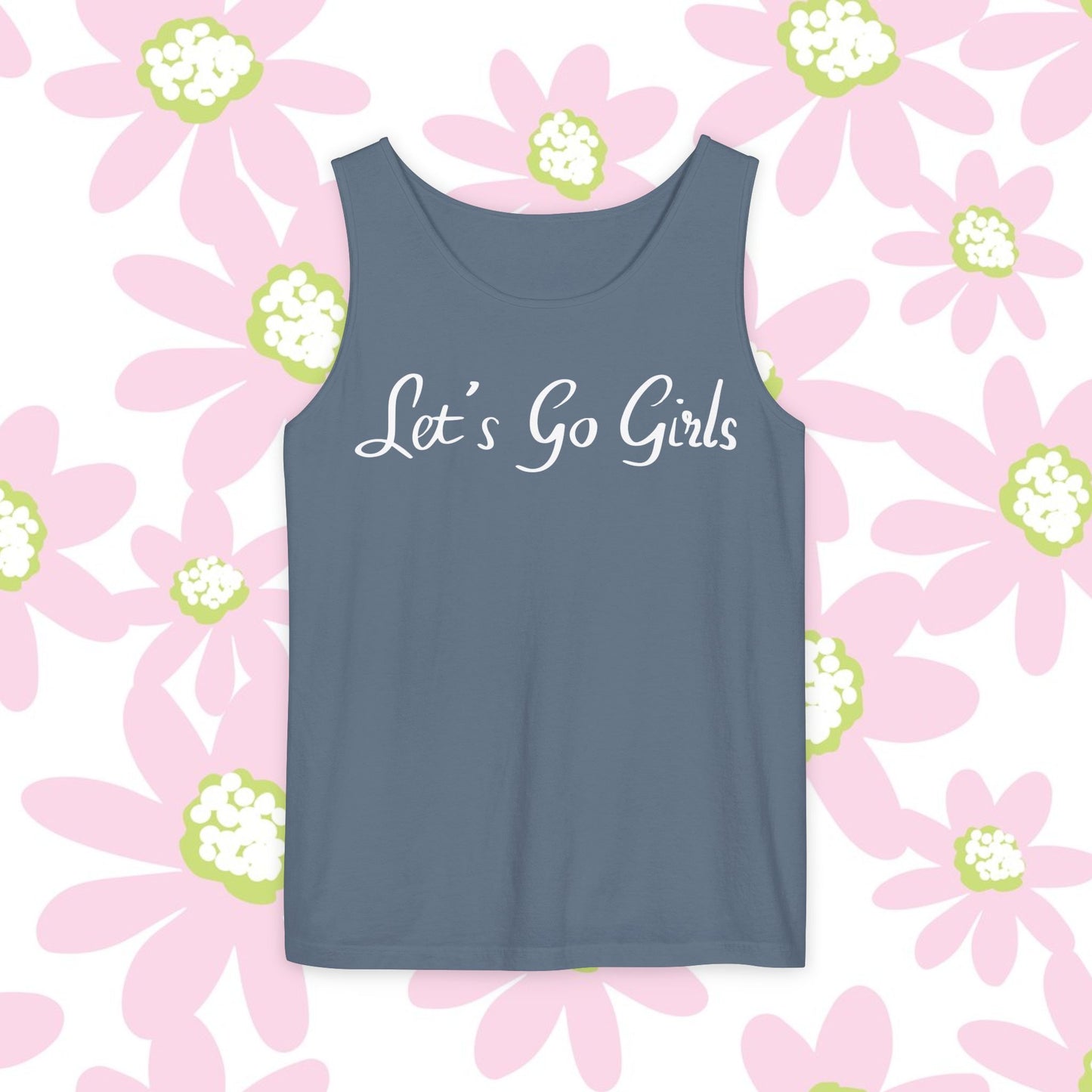 Let's Go Girls Tank Top — Feminine Pink Script Athletic Tank