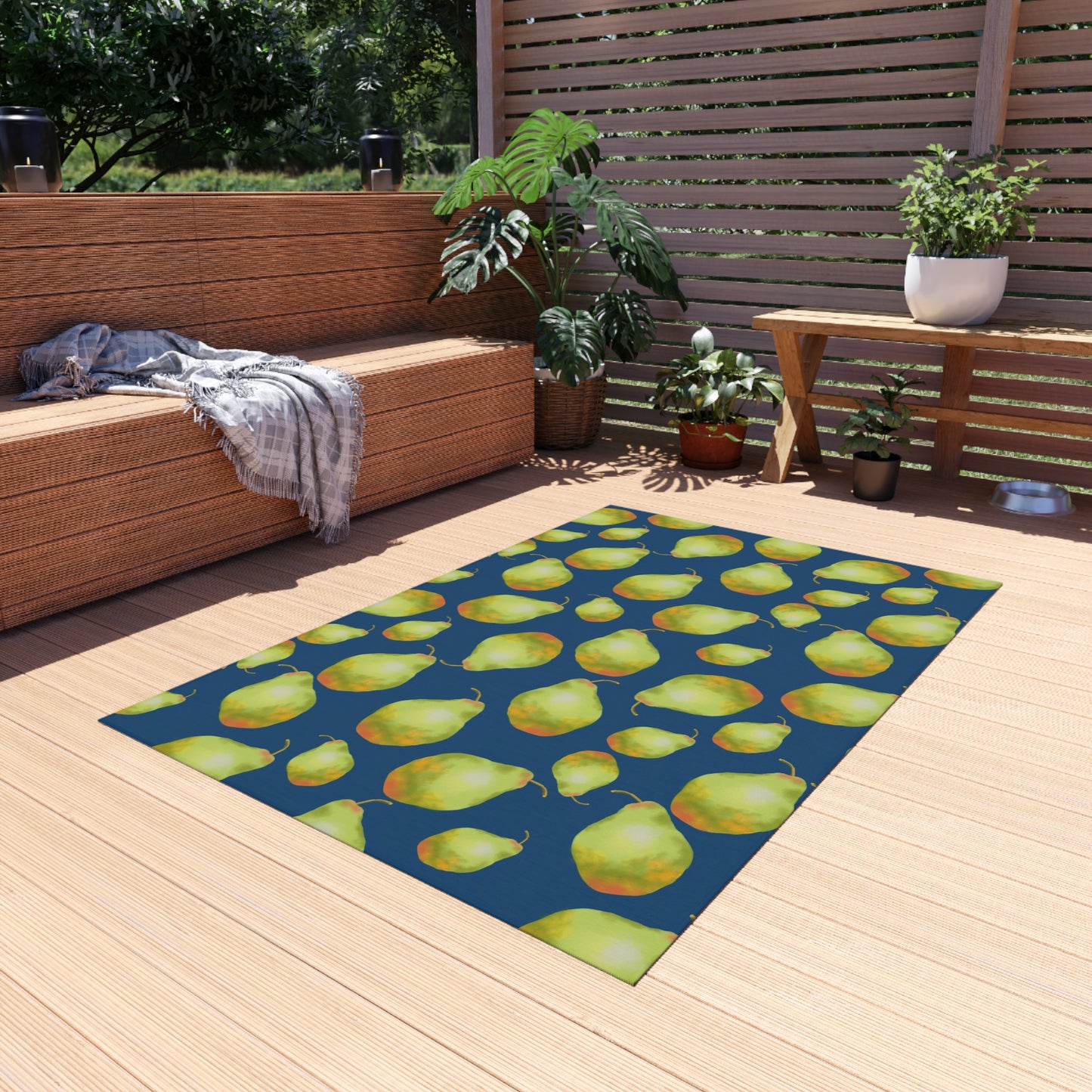 Vibrant Outdoor Rug with Pear Design, Stylish Patio Decor, Garden Area Mat, Summer Picnic Essential, Outdoor Living Accessory