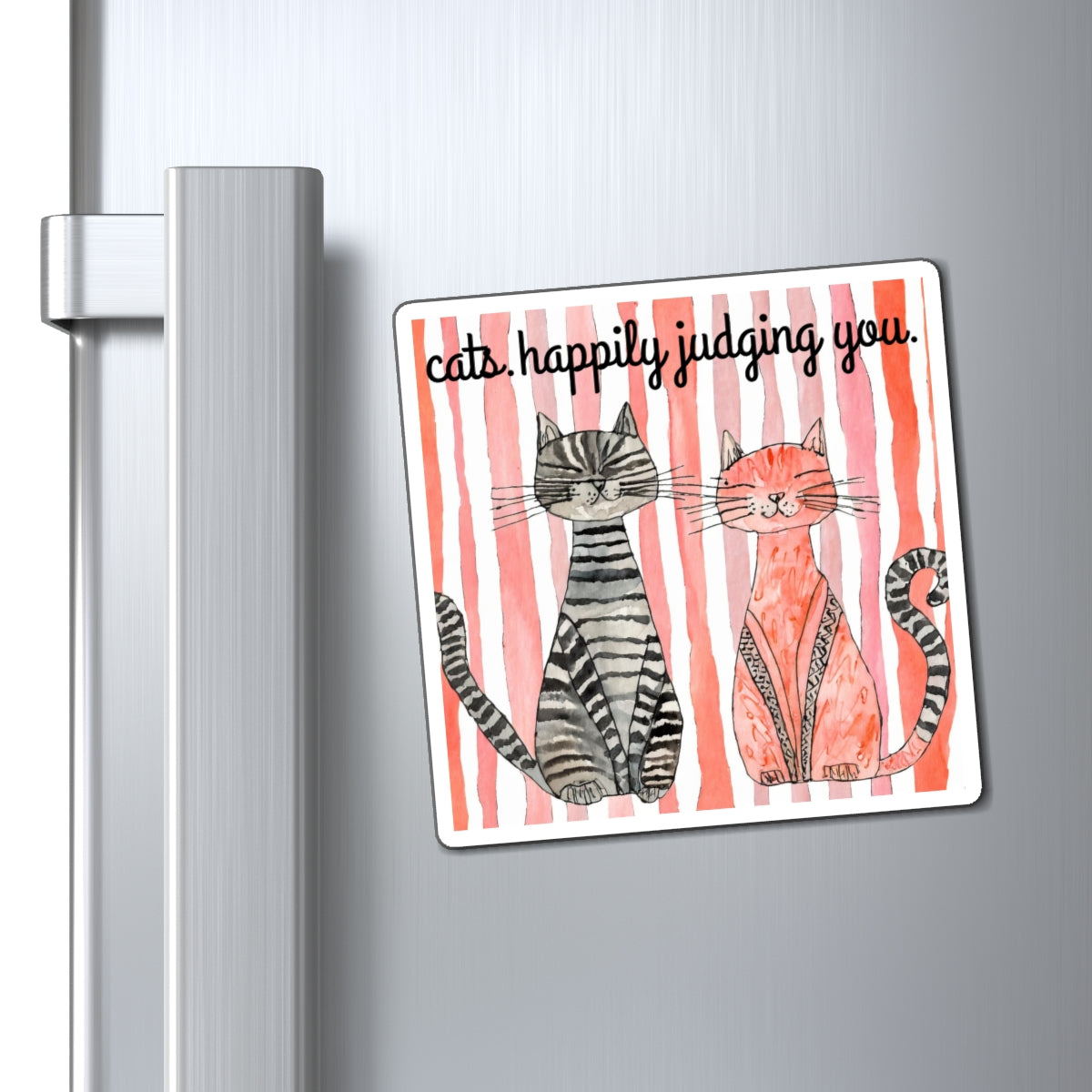 Cats Happily Judging You Magnet — Cute Watercolor Cat Fridge Decor