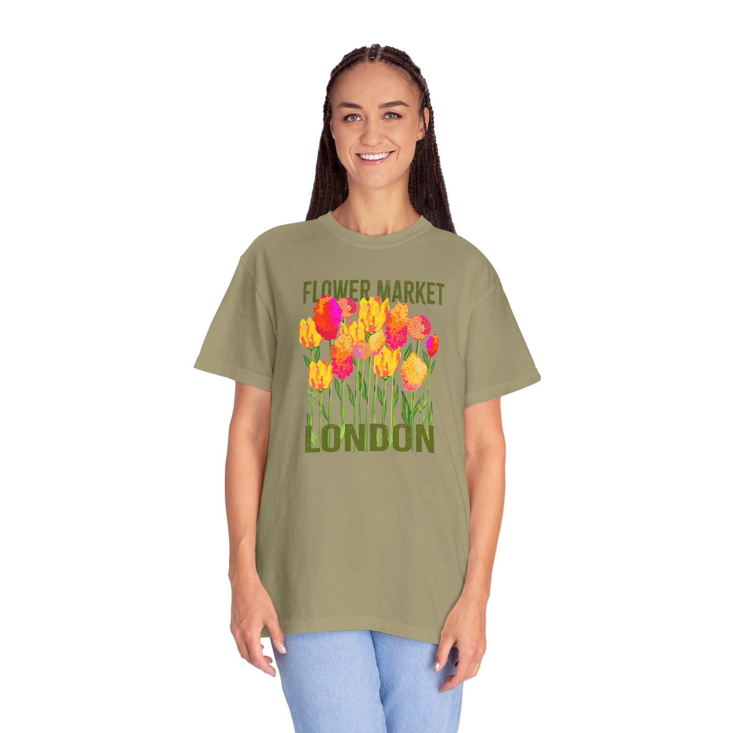 London Flower Market T-Shirt | Garment-Dyed Unisex Tee | Spring Fashion, Gift for Garden Lovers, Fashion Statement, Summer Style