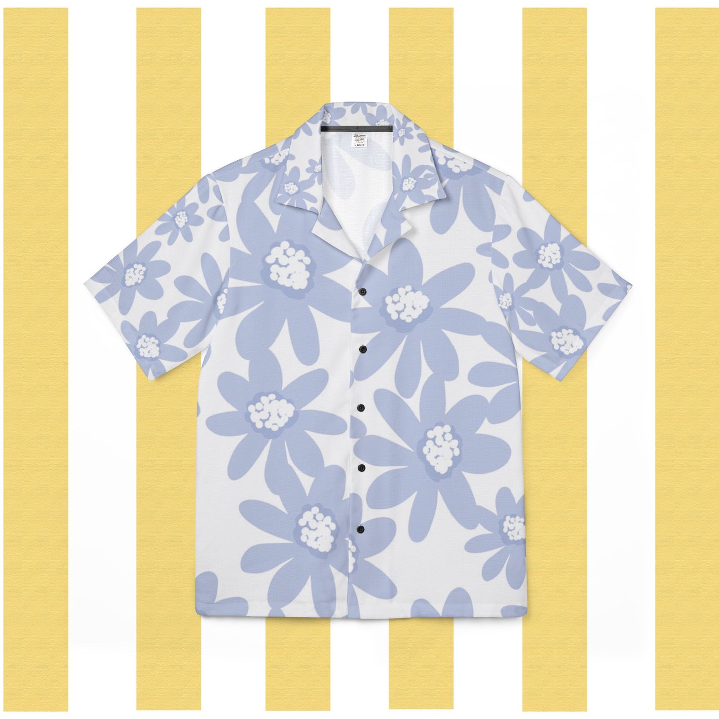 Men's Hawaiian Camp Shirt — Pastel Perwinkle Daisy