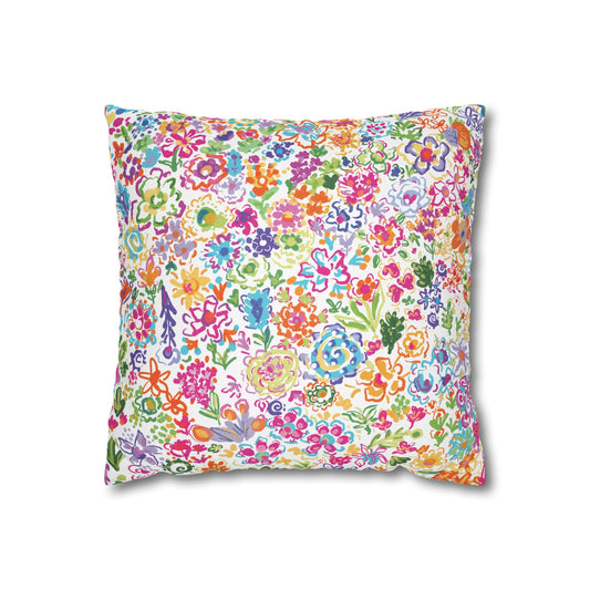 Colorful Wildflower Floral Pillowcase, Decorative Cushion Cover, Cozy Living Room Decor, Boho Home Accessory, Vintage, Gift for Flower Lovers, Cushion Case