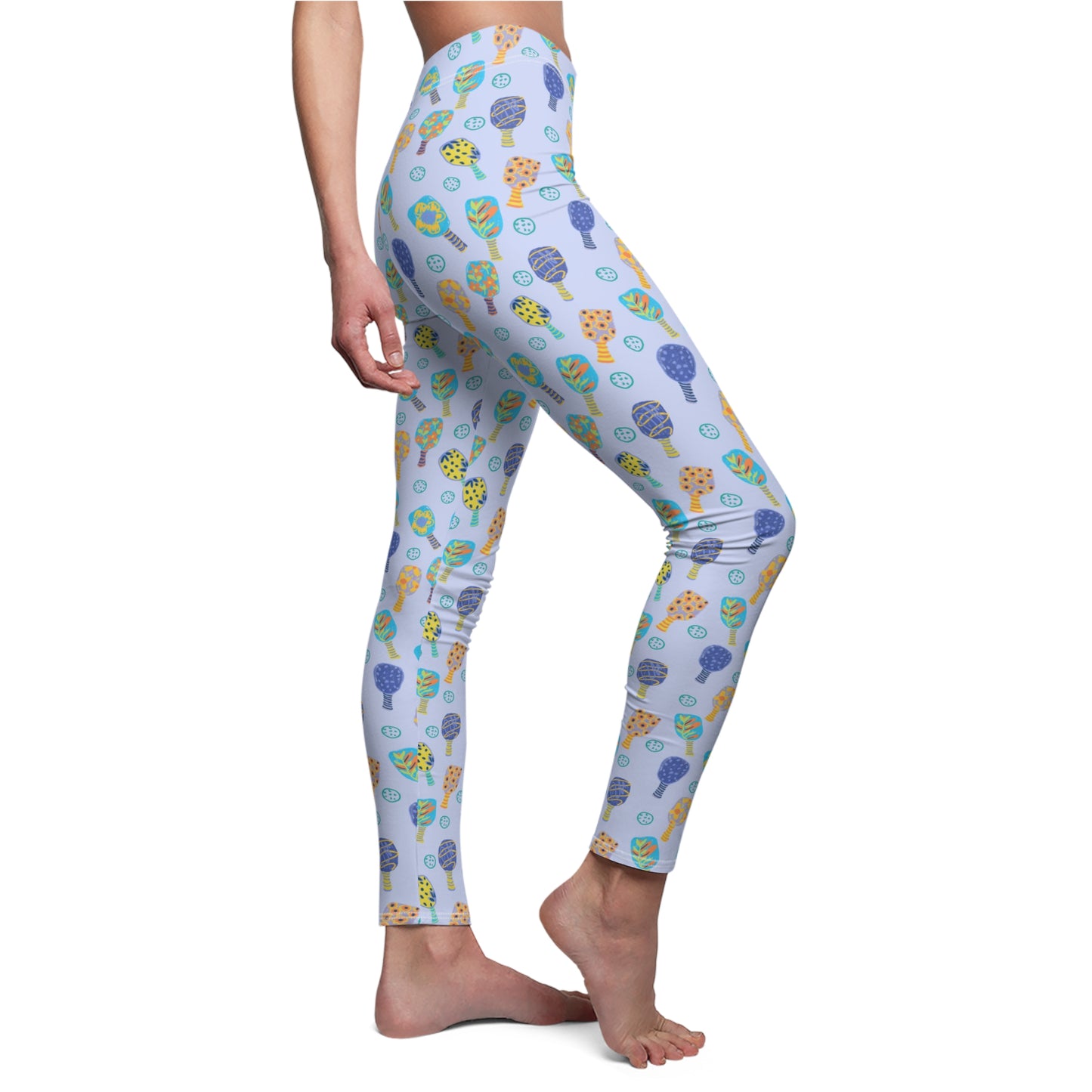 Floral Pickleball Pattern Leggings — Lightweight All-Over Print Women's Leggings