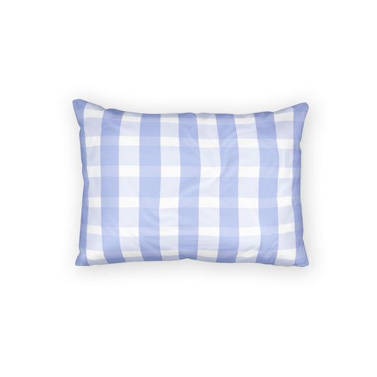 Blue Gingham Cotton Pillow Sham — Classic Checked Decorative Pillowcase