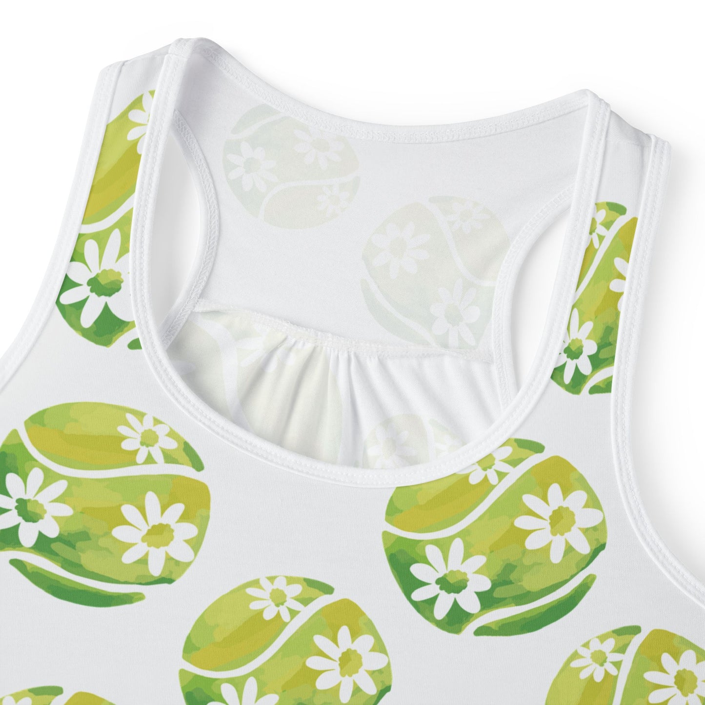 Tennis Ball Daisy Spring Floral Women's Tank Top, Summer Outfit, Beachwear, Casual Wear, Floral Print, Workout Tank