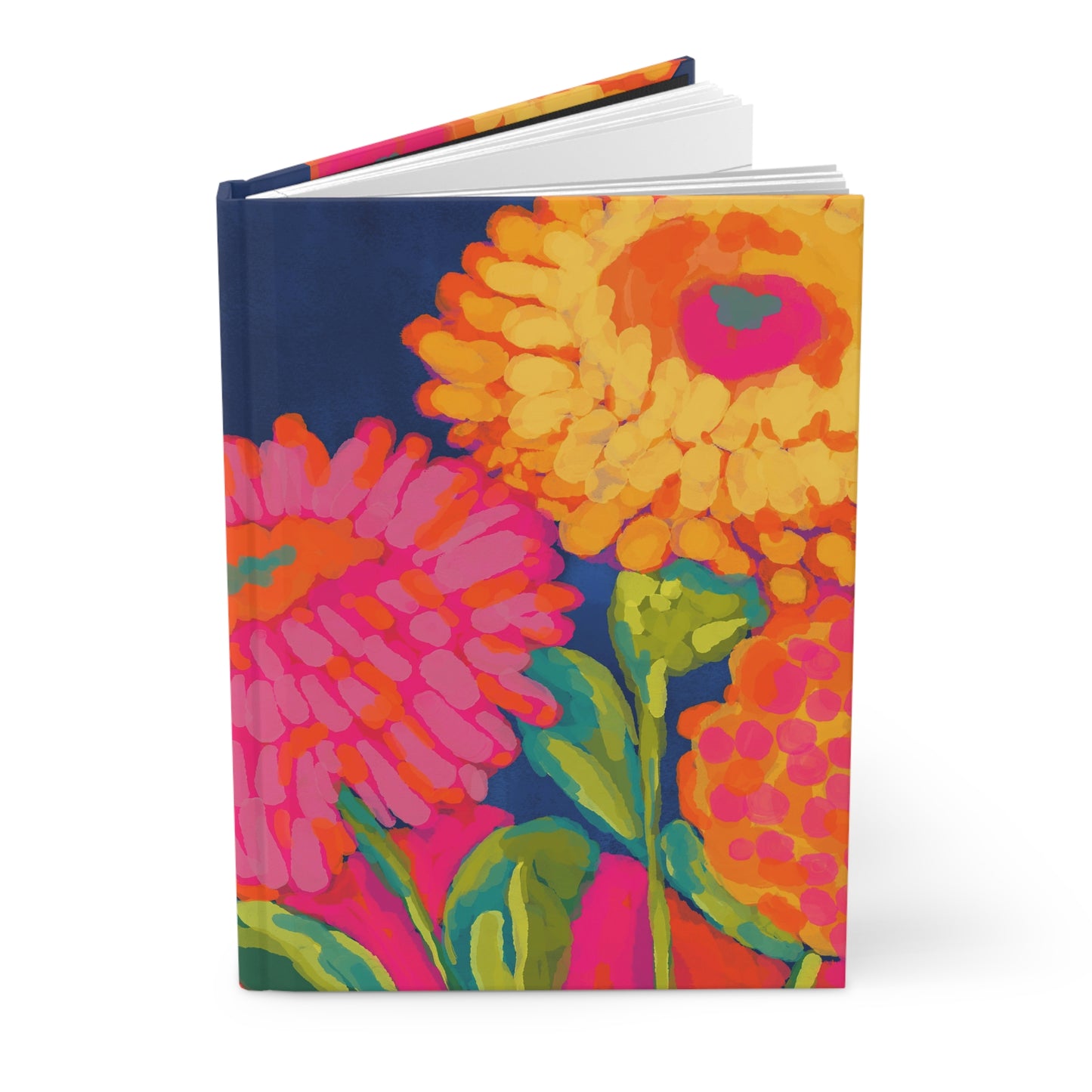 Floral Burst Hardcover Journal — Bright Painted Flower Notebook for Notes & Gifts