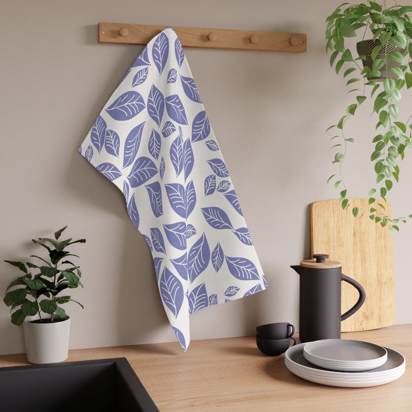 Charming Leaf Pattern Tea Towels, Kitchen Decor, Farmhouse Style, Gift for Her, Eco-Friendly Kitchen Accessories