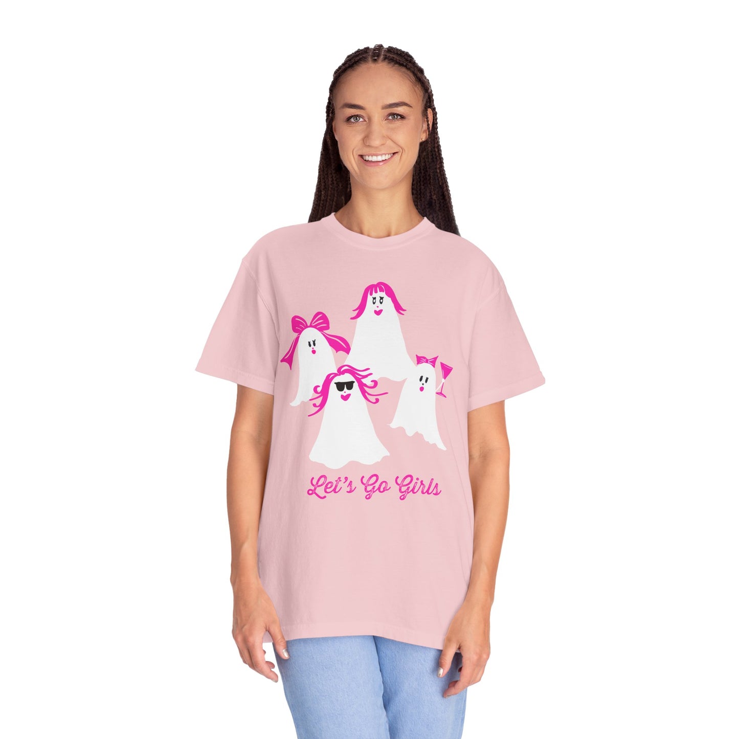 "Let's Good Girls"  Spooky Chic T-Shirt, Halloween Fashion, Pink Ghost-Inspired Tee, Cute Casual Wear, Unisex Graphic Shirt, Trendy Fall Style