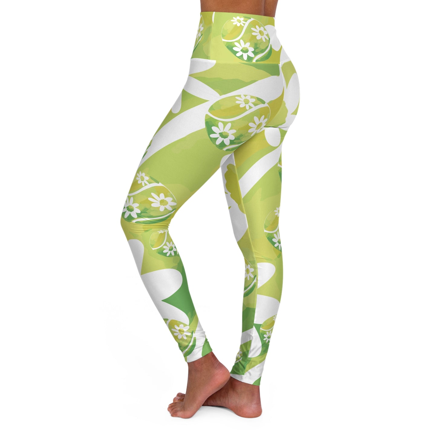 High Waisted Tennis Daisy Floral Yoga Leggings, Comfortable Workout Pants, Activewear for Women, Trendy Athleisure, Gift for Fitness Lovers