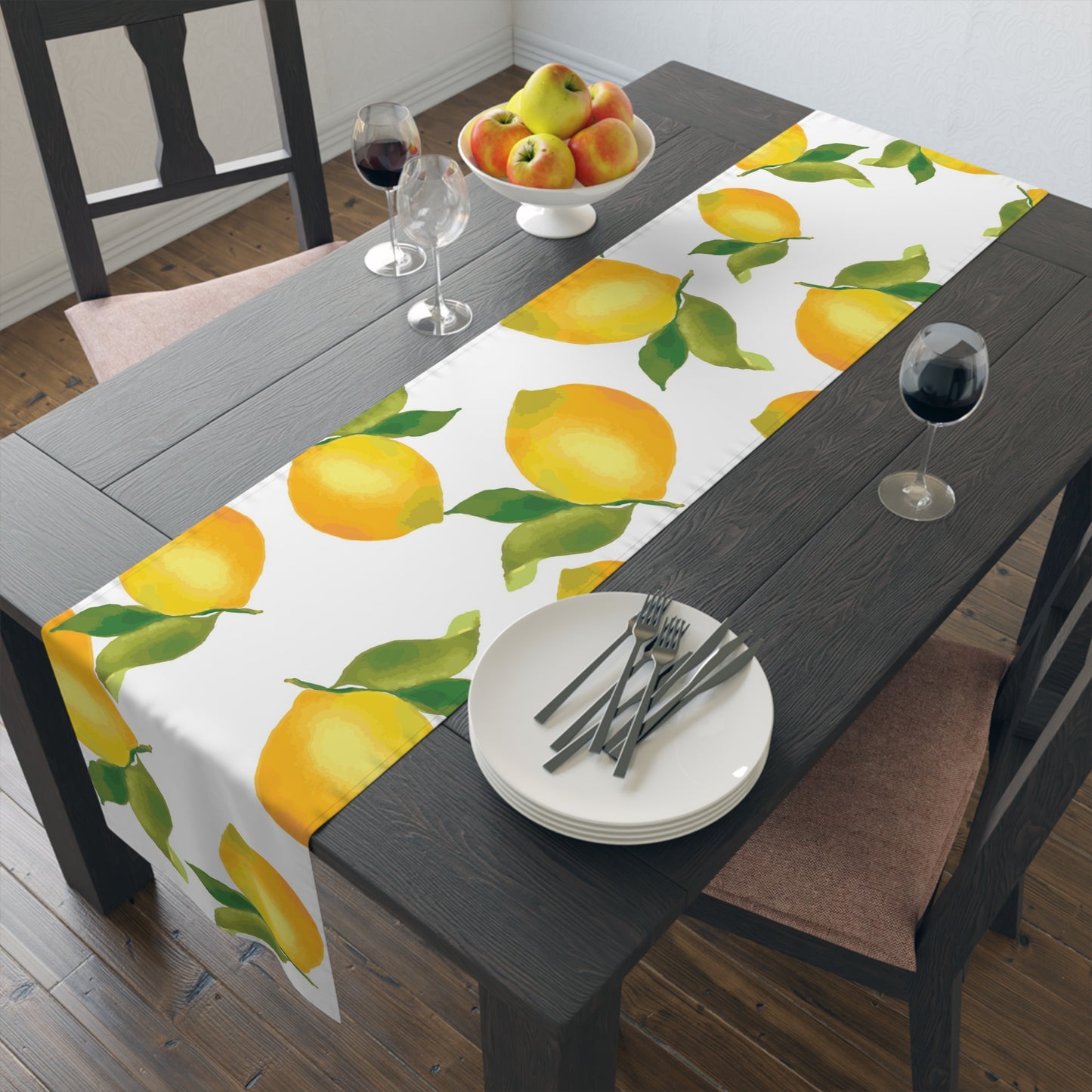 Lemon Blossom Table Runner - Farmhouse Home Decor, Dining Table Decoration, Spring Dinnerware, Fresh Kitchen Accent