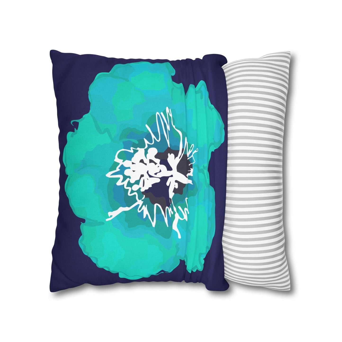 Deep Blue Azalea Floral Decorative Pillowcase, Art Decor, Home Accent, Living Room, Gift for Flower Lovers, Flower Design Cushion Cover